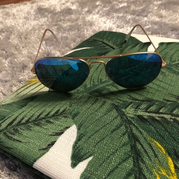 RayBan Aviator Blue Lenses Sunglasses - Picture 4 of 6